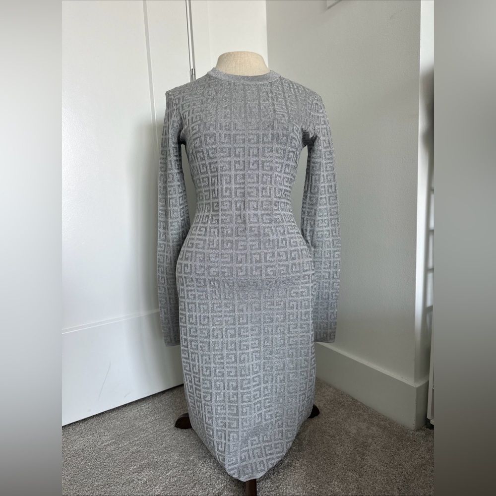 Givenchy 4G Jacquard Logo Minidress in Silver Sold Out $2295. NWOT